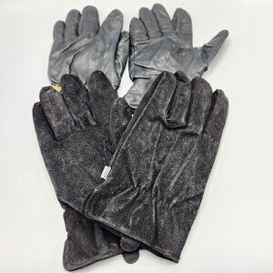 Perrin Paris Men's Black Leather Gloves Wrist Length Lined Lot of 2 M/L Fit
